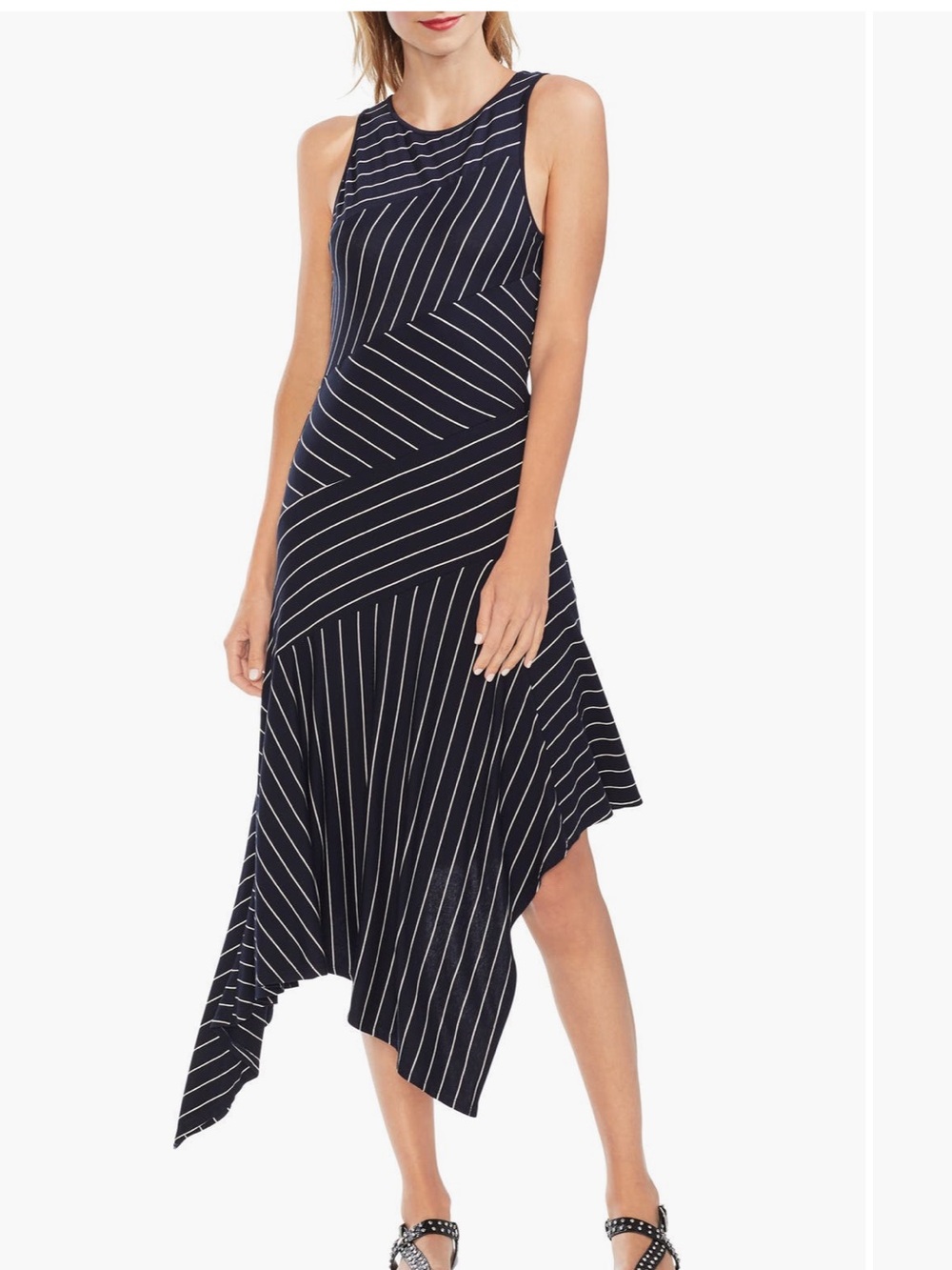 Vince Camuto Dark Navy and White Asymmetrical Dress